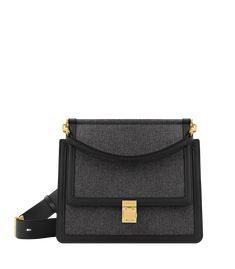 number seven – Polène Structured Bag, Italian Fabric, Black Canvas, Wool Fabric, Black Fabric, Leather Trims, Calf Leather, Leather Shoulder Bag, Dust Bag