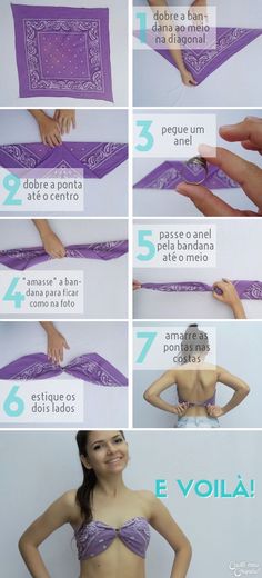 Bandanas Diy, Projek Menjahit, Bandana Top, Mode Tips, Diy Tops, Diy Vetement, Diy Fashion Clothing, Fashion Hacks Clothes, Refashion Clothes