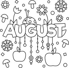 an adult coloring page with the word august