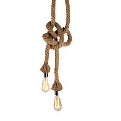 a rope with two light bulbs hanging from it