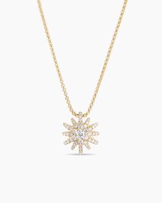 David Yurman | Starburst Pendant Necklace in 18K Yellow Gold with Diamonds, 12mm Formal Yellow Gold Starburst Jewelry, Watching Fireworks, Starburst Pendant, Amulet Charm, Infinity Pendant, Station Necklace, High Jewelry, David Yurman, Silver Rose Gold