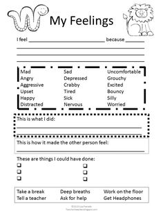 the feelings worksheet for kids to help them understand what they are talking about