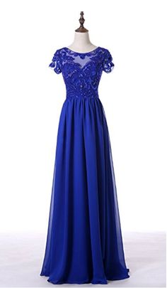 Royal Blue Short Sleeve Sequin Applique Chiffon Long Evening Dresses on Luulla Royal Blue Ball Gown, Blue Ball Gown, Indian Wedding Gowns, Womens Trendy Dresses, Royal Blue Prom Dresses, Evening Dresses With Sleeves, Evening Dress Floor Length, Blue Ball, Long Sleeve Short Dress