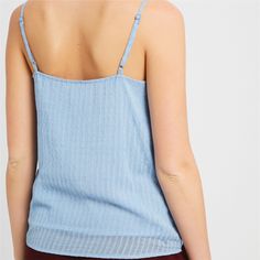 stripe textured v-neck camisole top details: stripe textured polyester, v-neck, adjustable shoulder strap, lined material: 100% polyester model details: 5'7" and wearing a size small Blue V-neck Camisole With Adjustable Straps, Trendy V-neck Top With Adjustable Straps, Striped V-neck Tank Top For Spring, V-neck Top With Adjustable Straps For Day Out, V-neck Tops With Adjustable Straps For Day Out, V-neck Camisole With Adjustable Straps For Day Out, V-neck Tank Top With Straps For Day Out, V-neck Camisole With Straps For Day Out, V-neck Top With Adjustable Straps For Vacation