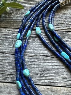 Sterling Silver Multi Strand Stone Lapis Turquoise Bead Necklace. 24 Inch - Etsy Turquoise Bead Necklaces, Multi Strand Necklace, Turquoise Beads, Multi Strand, Bead Necklace, Jewelry Box, Beaded Necklace, Necklaces, Turquoise