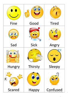 an image of different types of emoticions in the form of smiley faces and feelings