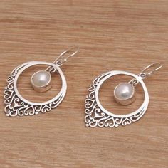 Handmade 925 Sterling Silver Cultured Mabe Pearl Earrings - Fair Daydream | NOVICA White Teardrop Earrings With Intricate Design, Ornate White Sterling Silver Earrings, Emerald Earrings Studs, Pearl Dangle Earrings, Mabe Pearl, Dragonfly Earrings, Unique Jewelry Designs, Emerald Earrings, Pearl Earrings Dangle