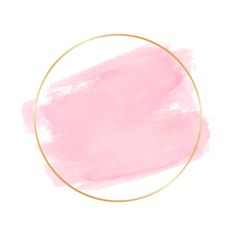 a pink watercolor background with a gold circle frame in the middle on a white background