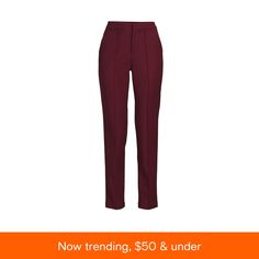 in stock Elegant Burgundy Straight Pants, Elegant High-waisted Burgundy Pants, Elegant Burgundy Pants For Spring, Elegant Burgundy High-waisted Pants, Burgundy Bottoms For Formal Fall Occasions, Chic Burgundy High-waisted Pants, Formal Burgundy Bottoms For Fall, Elegant High Waist Burgundy Bottoms, Chic Stretch Burgundy Pants