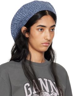 Lightweight rib knit wool- and recycled wool-blend beret in blue. Logo patch at face. Supplier color: Sky captain Knit Beret, Blue Logo, Blue Wool, Patch Logo, Rib Knit, Wool Blend, Top Brands, Women Wear, Wool