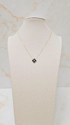 Medium alhambra onyx inlay single motif. Beautifully adorned with a diamante CZ in the center of the the onyx. Very dainty. Very darling! 925 Silver 18K gold plated. Alhambra Charm Dimension: 0.6" Necklace Length: 16" + 2". Total length: 18" Necklace Length, Pendant Necklaces, Favorite Jewelry, Necklace Etsy, Onyx, Jewelry Necklace Pendant, Necklace Lengths, 925 Silver, 18k Gold