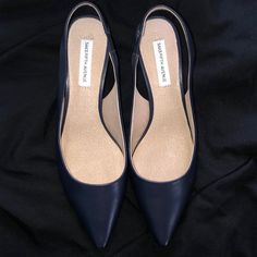 Brand New Never Worn Saks 5th Ave Navy Blue Pointy Toe Heels Size 7 Blue Slingback Pumps For Work, Blue Slingback Pumps With Heel Strap For Work, Blue Pointed Toe Slingback Pumps For Work, Pointy Toe Heels, Saks Fifth, Saks Fifth Avenue, Shoes Women Heels, Shoes Heels, Color Blue