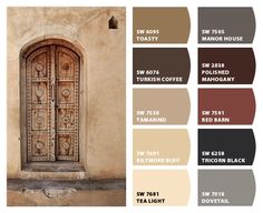 the color scheme for this door is brown, beige, and tan with black accents