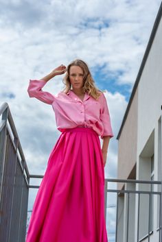 Villanelle Pink Skirt/ Pink Satin Skirt/ Pink Pleated Skirt/ - Etsy Pink Satin Skirt Outfit, Hot Pink Skirt Outfit, Puffy Pink Dress, Pink Satin Skirt, Pink Skirt Outfits, Satin Skirt Outfit, Hot Pink Skirt, Pink Pleated Skirt, Vestidos Color Rosa