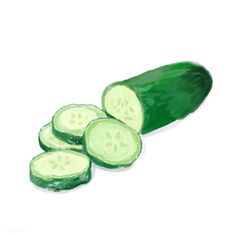 a drawing of sliced cucumbers on a white background