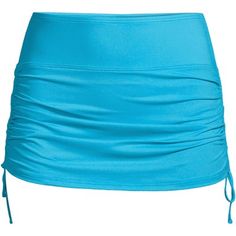 When it comes to swimwear  finding something that looks great and feels amazing can seem like an impossible task. But Lands' End is here to help! We believe every body is a beach body. And with a pair of these fun and flirty womens swim skirt bottoms  you can't go wrong. Made from LYCRA Xtra Life spandex  they're incredibly durable and last up ten times long than swimsuits made with regular spandex. And they resist damage from chlorine  sun and sweat  so you don't have to worry every time you ju Fitted Swim Trunks With Drawstring, Fitted Tie-side Bottoms For Water Sports, Blue Swim Skirt For Beach Season Sports, Blue Tie-side Swim Skirt, Blue Ruched Swim Dress For Beachwear, Summer Sports Bottoms In Turquoise, Beachwear Swim Skirt For Summer Water Sports, Blue Tankini With Built-in Shorts, Summer Beachwear Swim Skirt For Water Sports