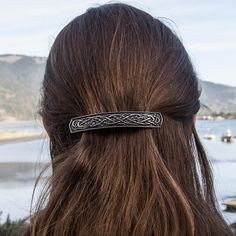 Hair Clip |  Britannia Metal | Celtic Bar 80mm Celtic Knot Hair, Celtic Hair, Raven Jewelry, Knot Hair, Norse Jewelry, Ponytail Bun, French Clip, Wiccan Jewelry, Setting Ideas