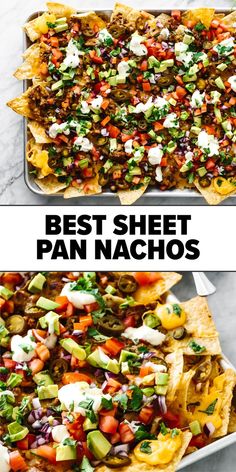 Sheet pan nachose recipe Basic Nachos Recipe, Best Nachos Recipe, Sheet Pan Nachos Recipe, The Best Nachos, Best Nacho Recipe, Best Nachos, Ultimate Nachos, Mexican Ingredients, Sheet Pan Nachos