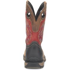 Double H Men's Symbol 11" Wide Square Toe Waterproof Lug Roper Work Boot - Red - DH5395 On Sale Now! This Item Ships FREE! The Men's 11" Waterproof Wide Square Toe Lug Roper is crafted with precision and engineered for performance. Inspired by the quality and durability of Phantom Rider boots, this style offers unmatched protection and comfort for the modern professional. Crafted for the modern professional, this boot features a stylish Monroe Dark Tan Leather Vamp and a sleek Monroe Bossa Nova Red Steel Toe Work Boots With Round Toe, Red Work Boots With Reinforced Round Toe, Red Boots With Reinforced Snip Toe, Red Rugged Moc Toe Boots, Red Moc Toe Boots With Reinforced Toe, Rugged Red Boots With Reinforced Toe, Red Work Boots With Reinforced Snip Toe, Red Reinforced Toe Work Boots For Outdoor Use, Red Boots With Reinforced Toe For Outdoor Activities