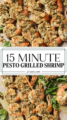 close up photo of pesto grilled shrimp on wooden skewers. Healthy Salmon Dinner, Vegetarian Slow Cooker Recipes, Grilled Recipes, Pesto Shrimp, Flavorful Shrimp, Easy Grilling, Prawn Recipes, Seafood Stew