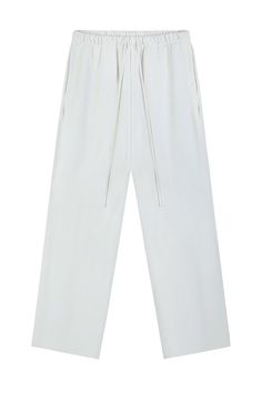 Relaxed Fit Sweatpants - chiclara White Pants With Elastic Waistband And Straight Hem, White Pants With Elastic Waistband, Neutral Cotton Pants With Straight Hem, White Loose Fit Sweatpants For Streetwear, White Bottoms With Side Pockets And Straight Hem, White Relaxed Fit Sweatpants With Pockets, Everyday Beige Cotton Sweatpants, Casual White Sweatpants For Everyday Wear, White Pants For Streetwear In Fall