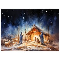 the nativity scene is depicted in this painting