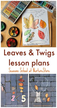 leaves and twigs lesson plans for children to learn how to paint with autumn leaves