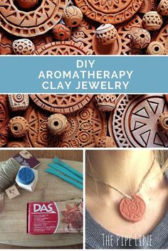 the cover of an article about aroma therapy and clay jewelry, with pictures of various items