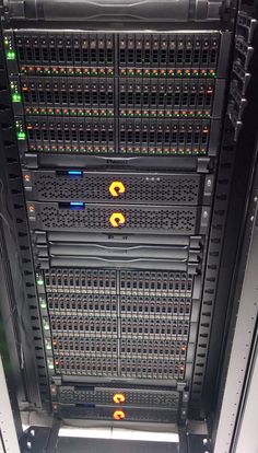 the inside of a server rack with many different types of servers