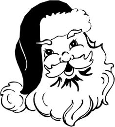 a black and white drawing of santa claus's head with his beard hanging down