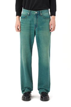 SEMI WIDE FIT100% COTTONGREEN BLUENatural washingNon-stretchy denim fabricSilver button with 'Smoke Rise' logoModel is 6ft and wears size 30 Green High-rise Flare Jeans With Five Pockets, Green High Rise Flare Jeans With Five Pockets, High Rise Green Denim Flare Jeans, High Rise Green Flare Jeans With Five Pockets, Green Straight Leg Pants With Five Pockets, Green Straight Leg Flare Jeans, Green Mid-rise Cotton Flare Jeans, Spring Green Denim Flare Jeans, Mid-rise Green Cotton Flare Jeans