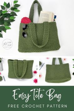 the easy tote bag is free crochet pattern