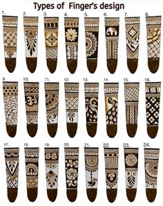 the different types of finger designs are shown in this chart, which shows how to use them