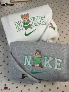 Introducing the adorable Alvin And The Chipmunks Theodore And Eleanor Couple Nike Embroidered Sweatshirts! Express your love for these iconic Theodore And Eleanor, Embroidery For Couples, Chipmunks Theodore, Matching Shirts For Couples, Nike Embroidered Sweatshirt, Sweatshirts Nike, Matching Embroidery, Vintage Nike Sweatshirt, Matching Hoodies