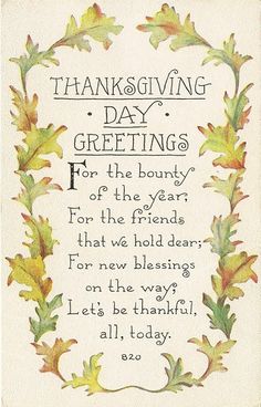 a cross stitch pattern with the words thanksgiving day greeting