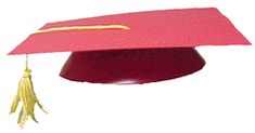 a pink graduation cap with tassel hanging from it