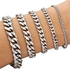 Great Shopping Men's Chain 3/5/7/9/11mm Stainless Steel Bracelet Silver Curb Cuban Link 7-11 , Fashion Jewelry Hip Hop Mode, Football Gifts, Bracelet For Men, Cuban Link Chain, Mens Jewelry Bracelet, Chains For Men, Steel Chain, Stainless Steel Chain, Bracelet Sizes