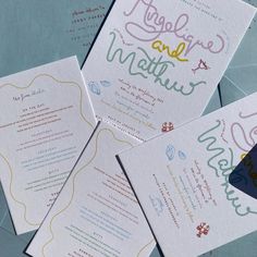 wedding stationery designed with hand lettering on white paper