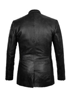 Looking for a sophisticated and stylish addition to your wardrobe? Look no further than our Mens Black Leather Blazer. Crafted from 100% genuine first quality Nappa sheepskin leather, this blazer exudes quality and luxury. The laced lapel edges provide a unique style that sets this blazer apart from the rest. The smooth, soft leather is of magnificent quality, ensuring that you look and feel your best when wearing this blazer. Completely lined with polyester, it is both comfortable and practical Fitted Leather Jacket With Leather Lining For Business, Fitted Leather Jacket For Business, Luxury Semi-formal Leather Jacket For Winter, Luxury Leather Jacket For Semi-formal Winter Occasions, Luxury Semi-formal Winter Leather Jacket, Leather Long Sleeve Blazer For Business, Formal Winter Leather Jacket With Leather Lining, Formal Black Leather Sport Coat, Formal Leather Sport Coat