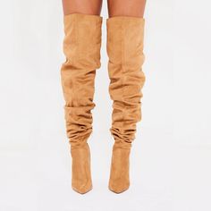 null Chic Over The Knee Boots With Zipper Closure, Chic Over-the-knee Boots With Zipper Closure, Slouch Boots, Thigh Boots, Pointed Toe Boots, Thigh Boot, Slouched Boots, Toe Boots, Brown Suede