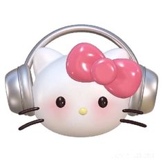 an image of a hello kitty with headphones on it's face and ears