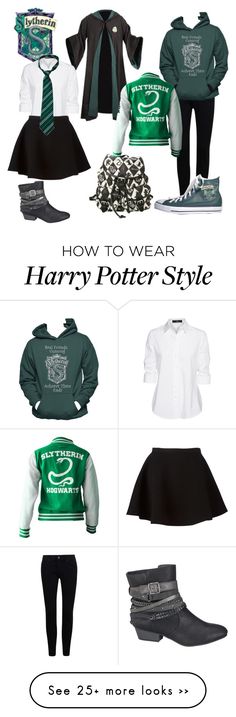 harry potter's school uniform is shown in this graphic style, with the name harry potter