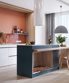 the kitchen is clean and ready to be used as a dining room or living room