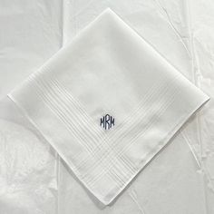 "One white handkerchief. Personalization is FREE. Monogram is located on one corner of  the handkerchief. See picture for initial setup. Handkerchief is 100% cotton w/ satin stripe. Hanky measures approx. 16\" x 16\". In the \"Add personalization\" area, please put  1 - The name and I will put the initials in the proper order according to the style monogram.  2 - The style monogram you would like. * Note:  Orders with no style number requested will be made with style #1.  The styles #1 and #3 monograms are done with the last name in the center (that's the largest letter).   In a hurry?  If you're order is \"date critical\" I suggest that you change the shipping to UPS. The post office only estimates they do not guarantee a certain date. This listing is for a different monogram on each hank Classic Cotton Handkerchiefs As Gift, White Monogrammed Handkerchiefs For Gift, White Monogrammed Handkerchiefs As Gift, White Monogram Handkerchiefs As Gift, Classic Rectangular Handkerchiefs For Gifts, Classic Rectangular Handkerchiefs As Gifts, Classic Personalized Handkerchiefs For Gifts, Classic Personalized Handkerchiefs As Gift, Classic Wedding Pocket Square Handkerchief