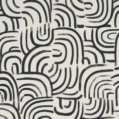 an abstract black and white pattern with wavy lines in the center, on a white background