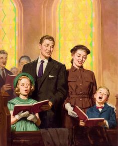 an image of a family singing in the church