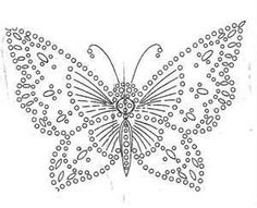 a drawing of a butterfly with dots on it's wings and the back side of its