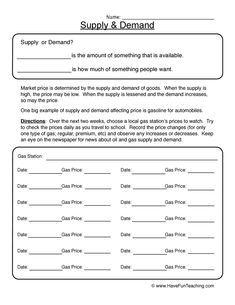 the supply and demand worksheet is shown in this file, which contains information about goods