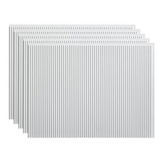 four white papers stacked on top of each other with vertical lines in the middle and bottom