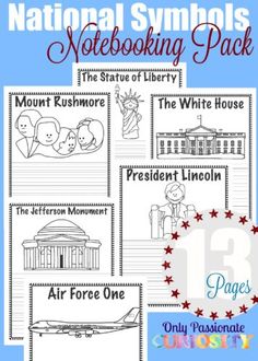 national symbols notebooking pack for kids to practice the state of liberty and other important things